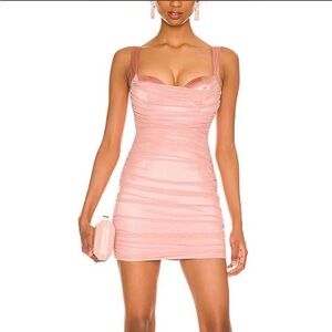 Elegant Ruched Mini Dress in Blush Pink